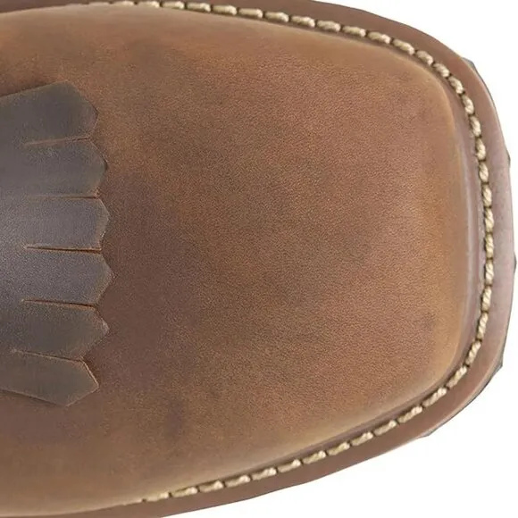 NEW PHANTOM RIDER Mens 8&quot;Wide Square Composite Toe Soft Toe Lacer, Brown 10D