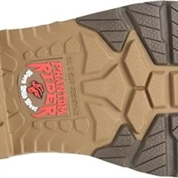 NEW PHANTOM RIDER Mens 8&quot;Wide Square Composite Toe Soft Toe Lacer, Brown 10D
