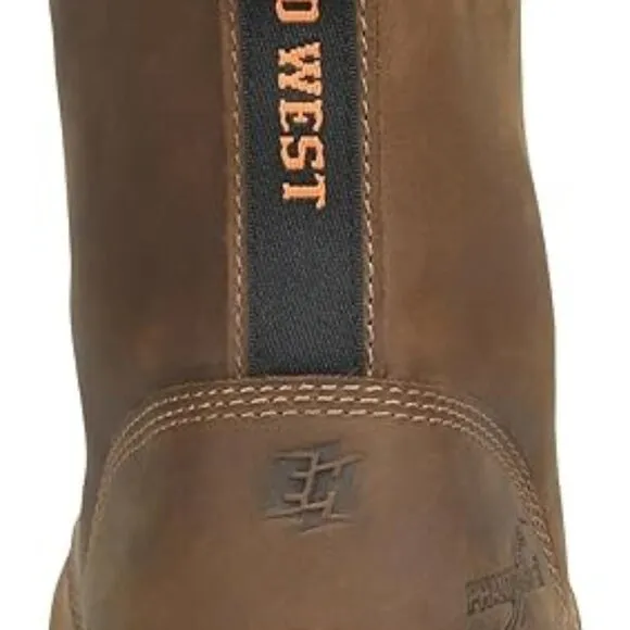 NEW PHANTOM RIDER Mens 8&quot;Wide Square Composite Toe Soft Toe Lacer, Brown 10D