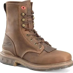 NEW PHANTOM RIDER Mens 8&quot;Wide Square Composite Toe Soft Toe Lacer, Brown 10D