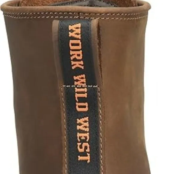 NEW PHANTOM RIDER Mens 8&quot;Wide Square Composite Toe Soft Toe Lacer, Brown 10D