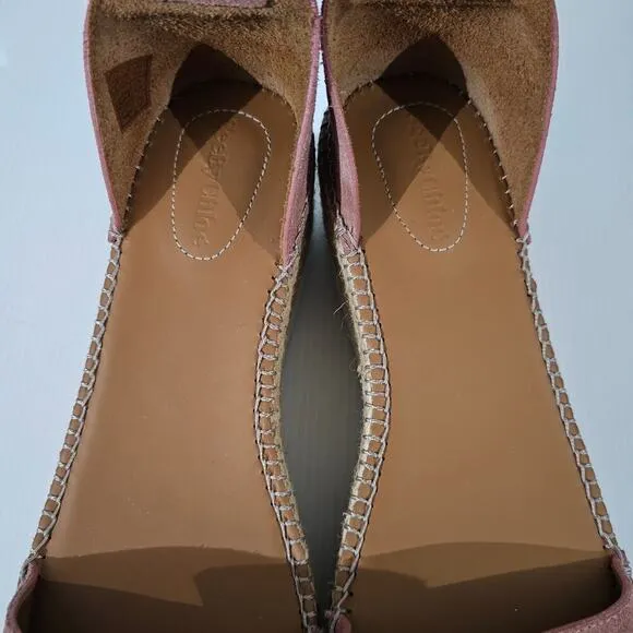 NEW See By Chloe Glyn Sandal Espadrille Platform Wedge Dark Pink Suede EU 41