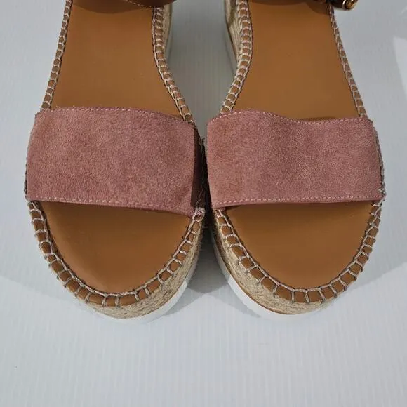 NEW See By Chloe Glyn Sandal Espadrille Platform Wedge Dark Pink Suede EU 41