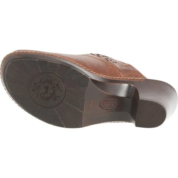 new Sofft Women's Laina Mocha Leather Studded Clogs Heel Mules Shoes
