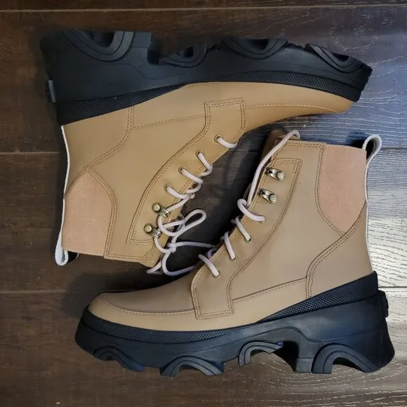 NEW Sorel Brex Lace Up Boots Womens 9.5 Beige Combat Outdoors Rugged Boho