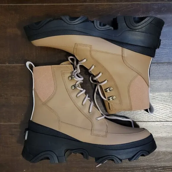 NEW Sorel Brex Lace Up Boots Womens 9.5 Beige Combat Outdoors Rugged Boho