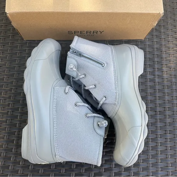 New Sperry Syren Gulf Wool Gray Duck Boots, Size 10, Women's