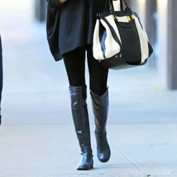 New! Stuart Weitzman Keelan Leather OTK Tall Boot Black 5.5 MSRP $795 Shoes