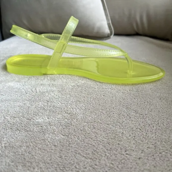 NEW Stuart Weitzman Summer Jelly Electric Lime Sandal Women 7 B Slingback Thong