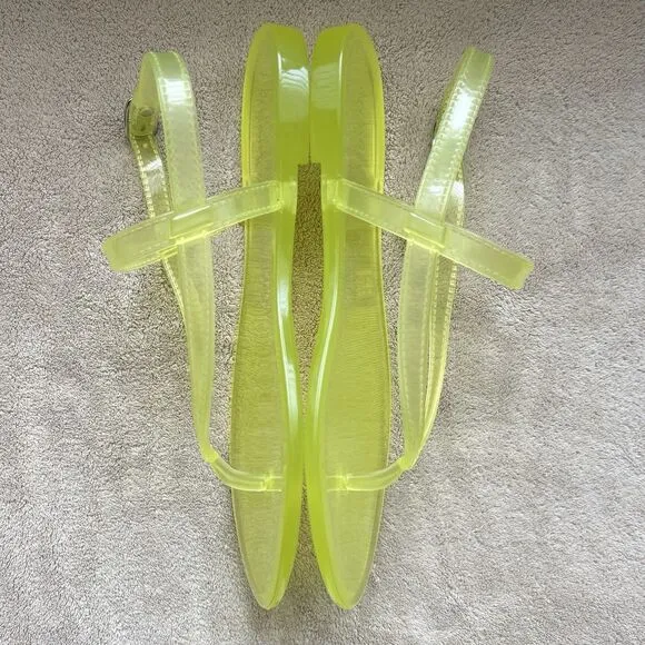 NEW Stuart Weitzman Summer Jelly Electric Lime Sandal Women 7 B Slingback Thong