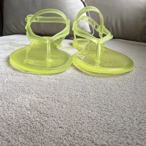 NEW Stuart Weitzman Summer Jelly Electric Lime Sandal Women 7 B Slingback Thong