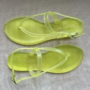 NEW Stuart Weitzman Summer Jelly Electric Lime Sandal Women 7 B Slingback Thong