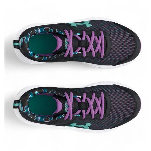 NEW UNDER ARMOUR girls' grade school assert 10 print sneakers in black/provence