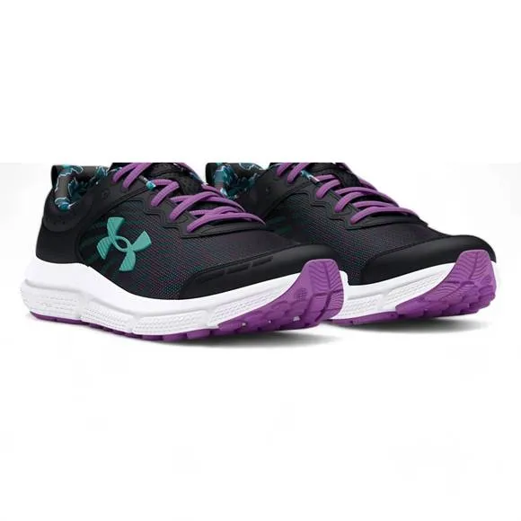 NEW UNDER ARMOUR girls' grade school assert 10 print sneakers in black/provence