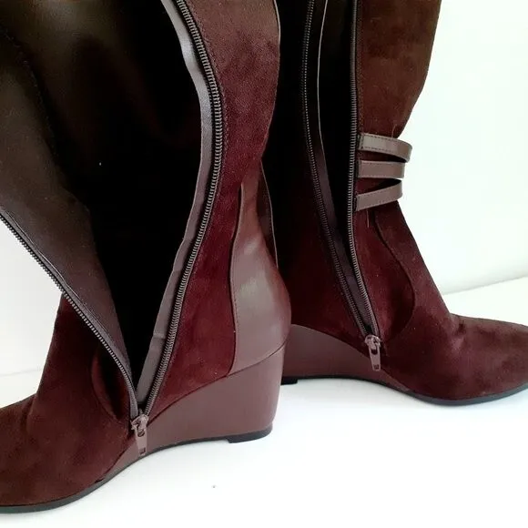 NEW Vittorio D' Firenze Knee High Suede Leather Wedge Boots Size 6 Style Z11221