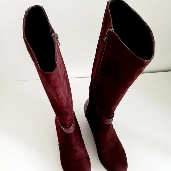 NEW Vittorio D' Firenze Knee High Suede Leather Wedge Boots Size 6 Style Z11221