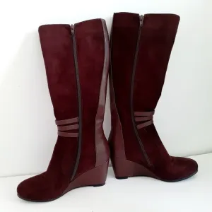 NEW Vittorio D' Firenze Knee High Suede Leather Wedge Boots Size 6 Style Z11221