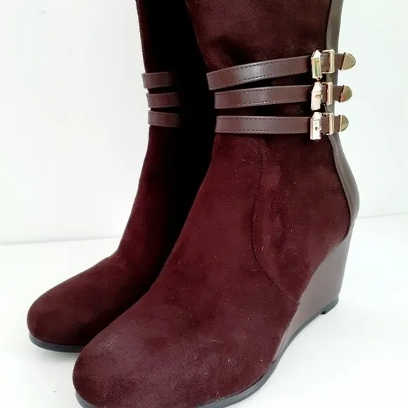 NEW Vittorio D' Firenze Knee High Suede Leather Wedge Boots Size 6 Style Z11221
