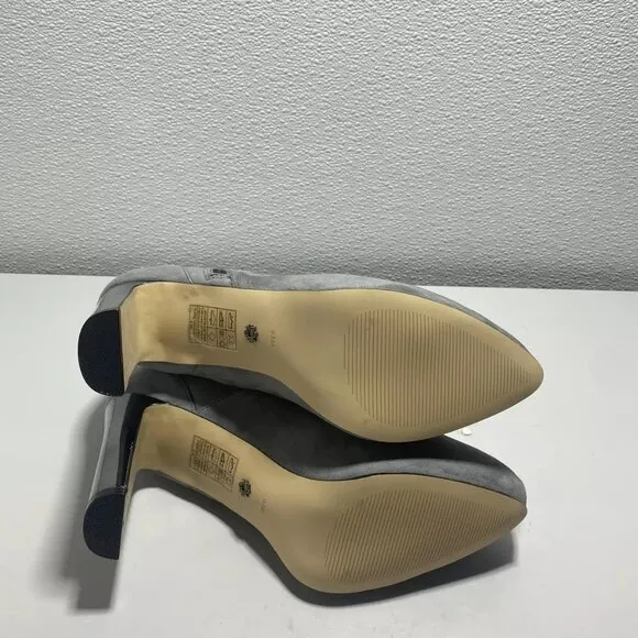 NEW WHITE HOUSE BLACK MARKET Suede Ankle Boots Women's size 9.5 Grey Tan Comfort
