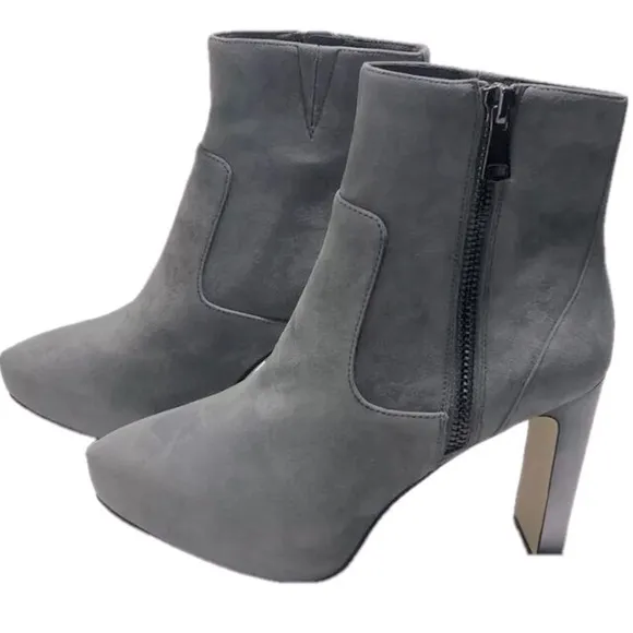 NEW WHITE HOUSE BLACK MARKET Suede Ankle Boots Women's size 9.5 Grey Tan Comfort