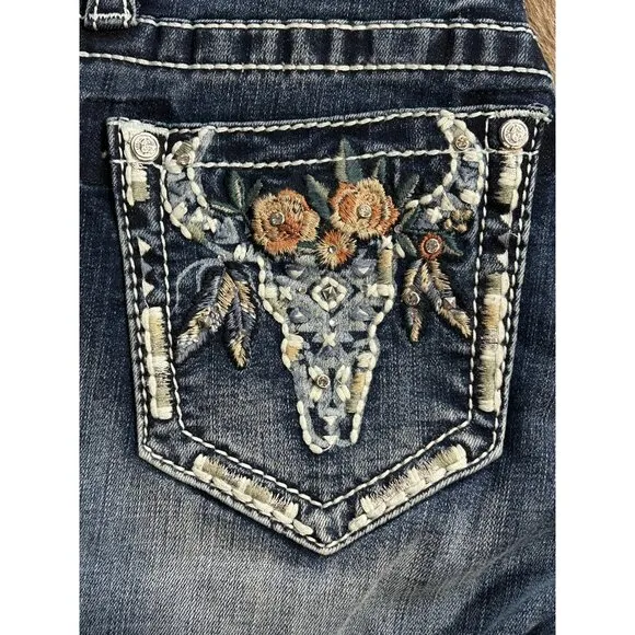 NEW Women’s Grace in LA Embroidered Floral Longhorn Jeans
