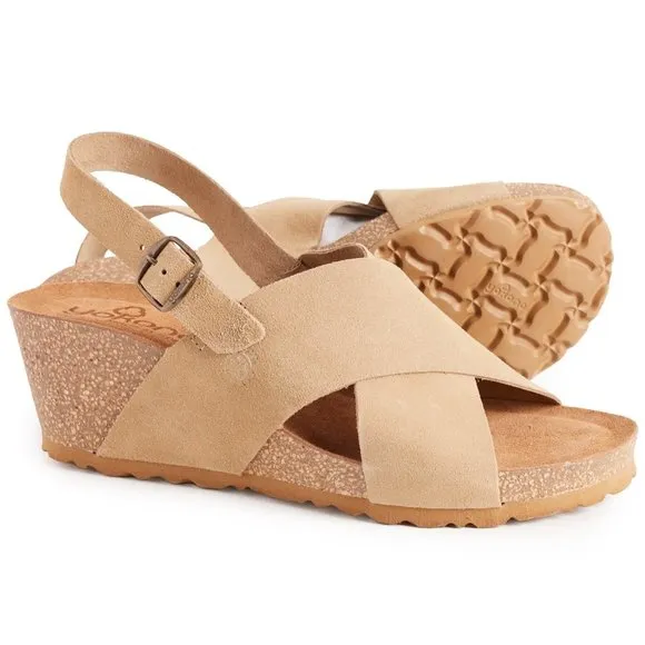 NEW Yokono Made in Spain Sling Back X-Band Wedge Sandals - Leather For Women367s