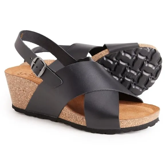 NEW Yokono Made in Spain Sling Back X-Band Wedge Sandals - Leather For Women367s
