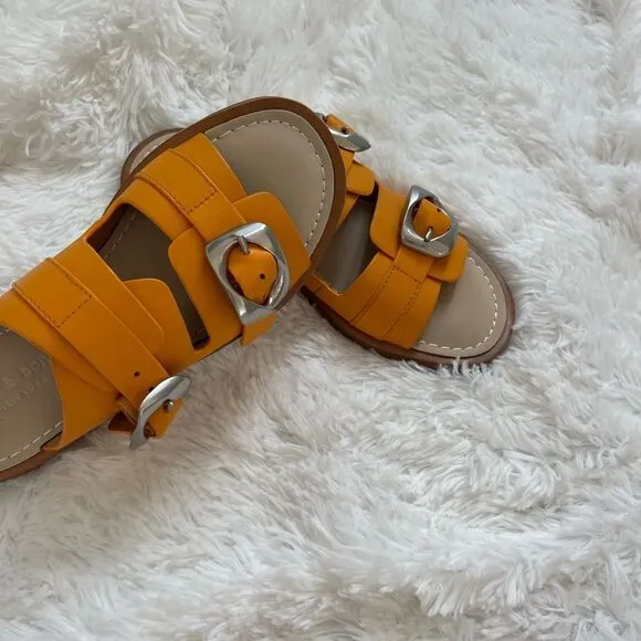 New Rag &amp; Bone Trinity slide leather sandals Orange