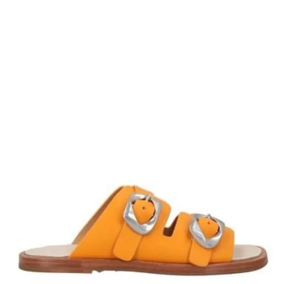 New Rag &amp; Bone Trinity slide leather sandals Orange