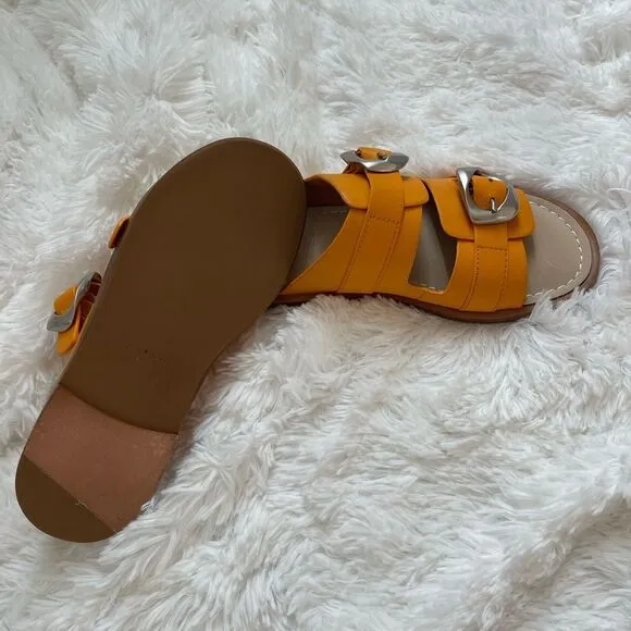New Rag &amp; Bone Trinity slide leather sandals Orange