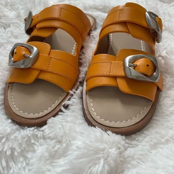 New Rag &amp; Bone Trinity slide leather sandals Orange