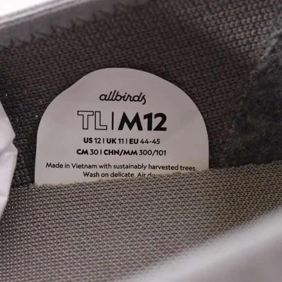 NIB Allbirds Men's Tree Lounger Shoes in Mist/White US Size 12