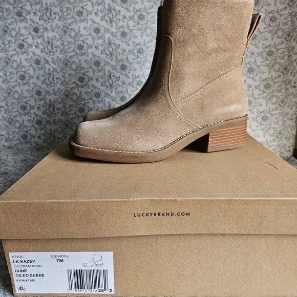 NIB Lucky Brand Square Toe Suede Ankle Boot | 7M