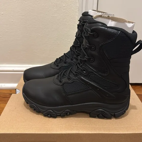 NIB Merrill MOAB 3 8” Zip Up Tactical Duty Boots size 7 M 9 W Vibram EMS Fire