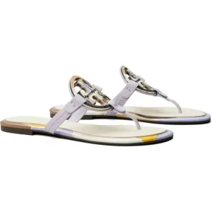 NIB Tory Burch Enamel Miller Leather Sandals Spring Lavender 7.5 8 8.5 9 9.5 10
