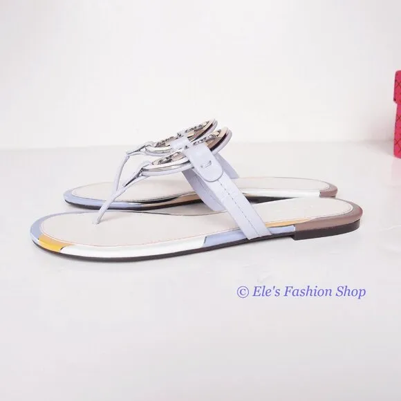 NIB Tory Burch Enamel Miller Leather Sandals Spring Lavender 7.5 8 8.5 9 9.5 10