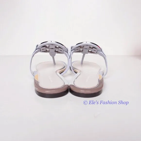 NIB Tory Burch Enamel Miller Leather Sandals Spring Lavender 7.5 8 8.5 9 9.5 10