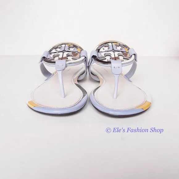NIB Tory Burch Enamel Miller Leather Sandals Spring Lavender 7.5 8 8.5 9 9.5 10