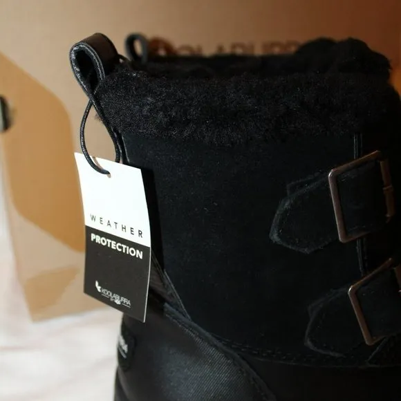 NIB UGG KOOLABURRRA WOMEN'S IMREE BLACK LEATHER SNOW WINTER‎ MOTO BOOTS 6