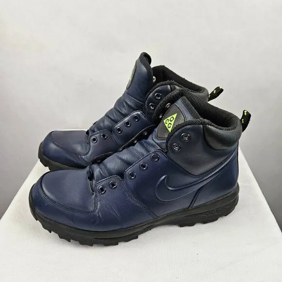 Nike ACG Manoa Navy Blue Leather Hiking Boots Men’s Size 9.5