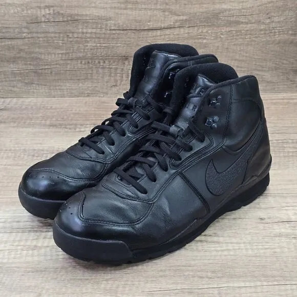 Nike Air Baltoro Men's Size 12 Tripple Black Leather Hiking Boots (311093-002)