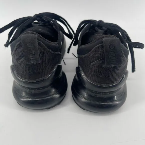 Nike Air Max 270 Little Kid’s Triple Black Lace Up Sneakers AO2372-006 Size 1Y