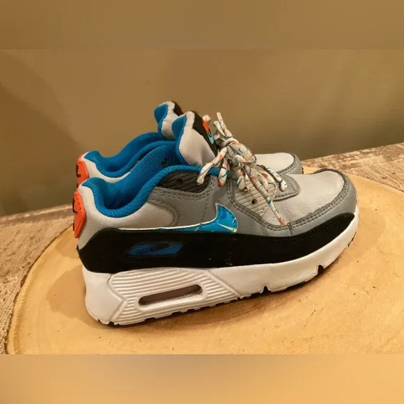 Nike Air Max 90 Swooshfetti Confetti Grey Fog Blue DM7596-001 12.5 C