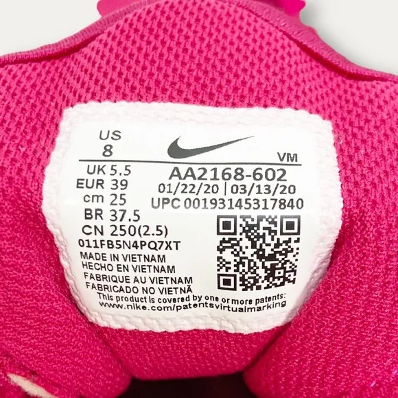 Nike Air Max Axis Sneakers Wild Cherry Pink White Athletic Shoes Size 8