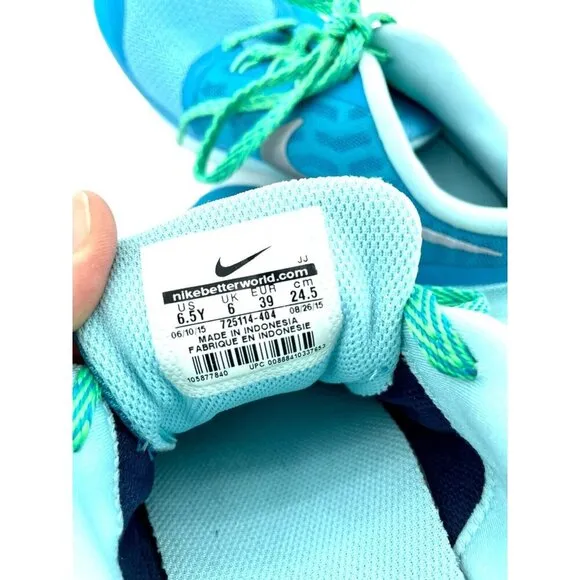 Nike Blue Lagoon Free Ultra Light Mesh Sneakers Shoes Lace Up 6.5 Youth