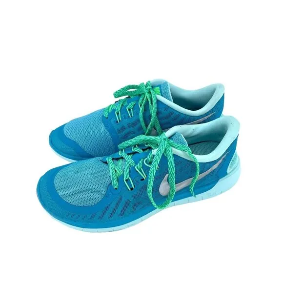 Nike Blue Lagoon Free Ultra Light Mesh Sneakers Shoes Lace Up 6.5 Youth