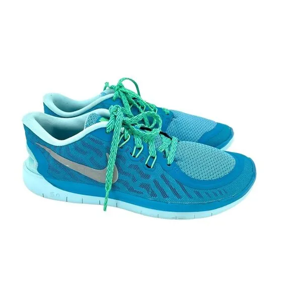 Nike Blue Lagoon Free Ultra Light Mesh Sneakers Shoes Lace Up 6.5 Youth