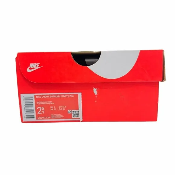 ❤️❤️❤️Nike Court Borough Low 2 PSV Sz 3 Youth Comfy Shoes White Pink BQ5451-120