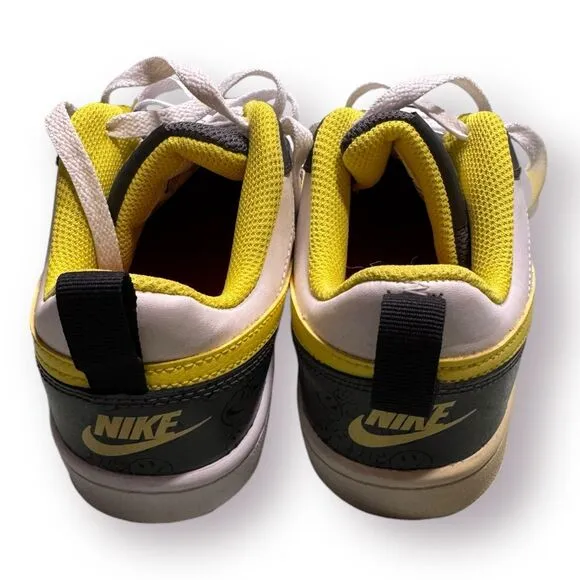 Nike Court Borough Low 2 Sneakers Gray White and Yellow Smiley Size‎ 4Y