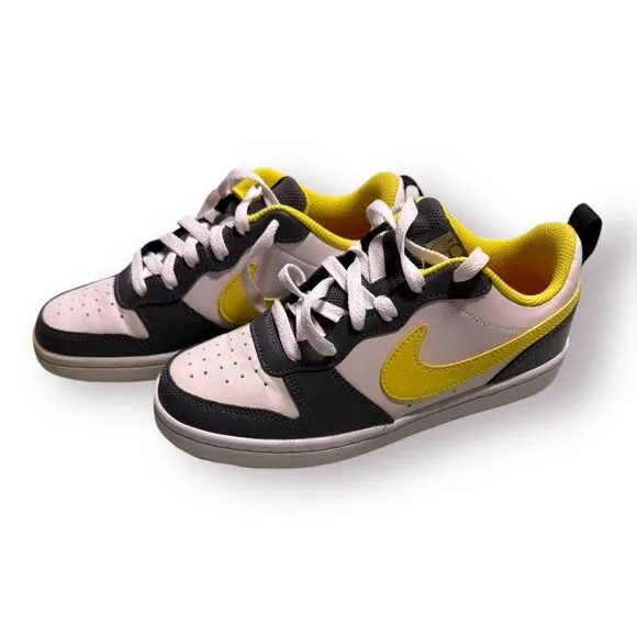 Nike Court Borough Low 2 Sneakers Gray White and Yellow Smiley Size‎ 4Y